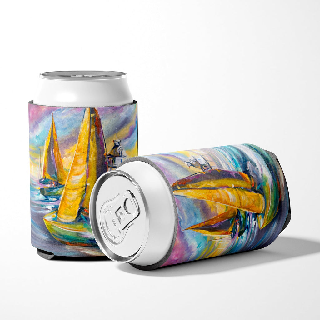 Middle Bay Lighthouse Sailboats Can or Bottle Hugger Cooler Sleeve for Standard 12 oz Cans, Insulated Foam Beer & Soda Can Hugger Reusable