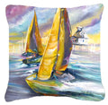 Middle Bay Lighthouse Sailboats Decorative Throw Pillow 18x18 Indoor Outdoor Accent Cushion, Fabric Cover with Insert for Sofa, Bed, Porch & Living Room