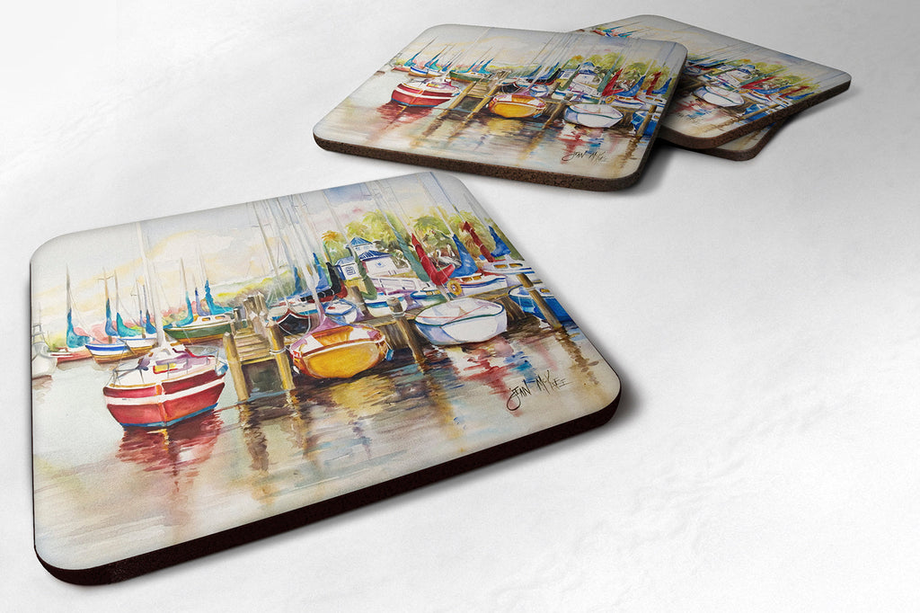Paradise Sailboats Foam Coasters Set of 4 Cup Coasters for Indoor Outdoor, Tabletop Protection, Anti Slip, Mouse pad Material