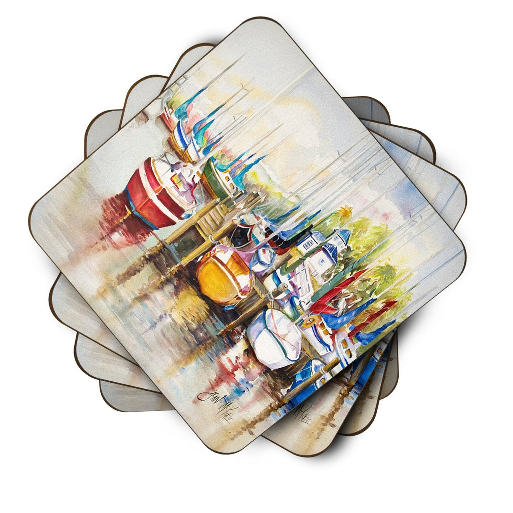 Paradise Sailboats Foam Coasters Set of 4 Cup Coasters for Indoor Outdoor, Tabletop Protection, Anti Slip, Mouse pad Material