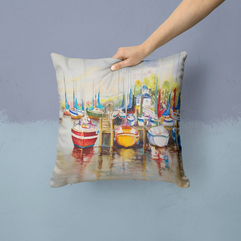 Paradise Sailboats Decorative Throw Pillow 14x14 Indoor Outdoor Accent Cushion, Fabric Cover with Insert for Sofa, Bed, Porch & Living Room