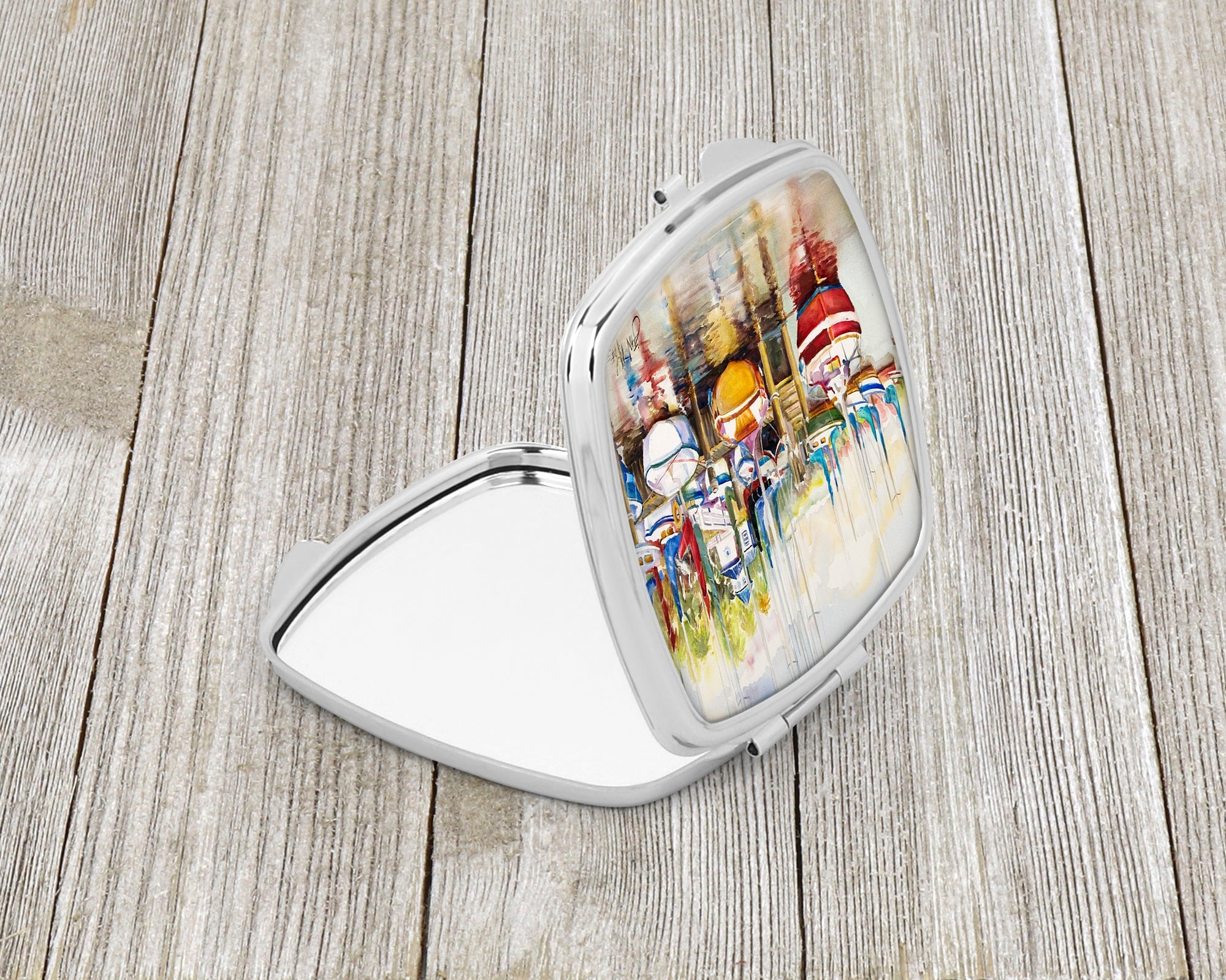 Paradise Sailboats Compact Mirror Decorative Travel Makeup Mirror for Women Girls Gifts Pocket Makeup Mirror Folding Handheld