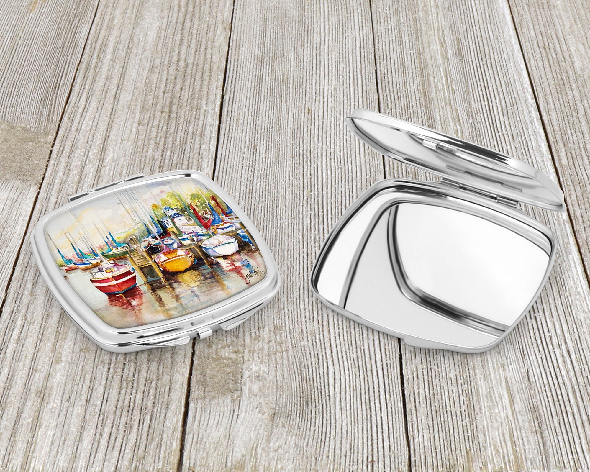 Paradise Sailboats Compact Mirror Decorative Travel Makeup Mirror for Women Girls Gifts Pocket Makeup Mirror Folding Handheld