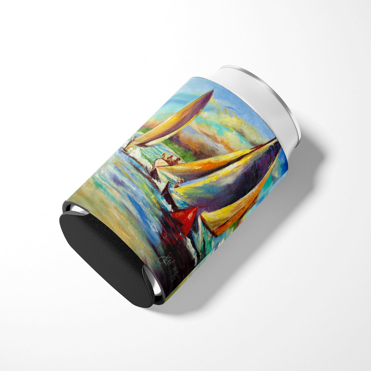 Knost Reggata Sailboats Can or Bottle Hugger Cooler Sleeve for Standard 12 oz Cans, Insulated Foam Beer & Soda Can Hugger Reusable