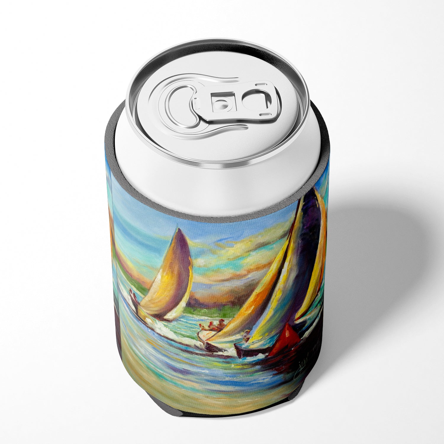 Knost Reggata Sailboats Can or Bottle Hugger Cooler Sleeve for Standard 12 oz Cans, Insulated Foam Beer & Soda Can Hugger Reusable