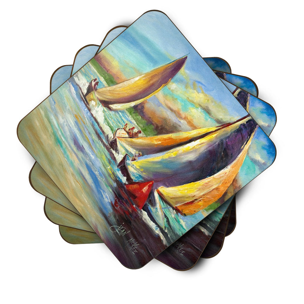 Knost Reggata Sailboats Foam Coasters Set of 4 Cup Coasters for Indoor Outdoor, Tabletop Protection, Anti Slip, Mouse pad Material