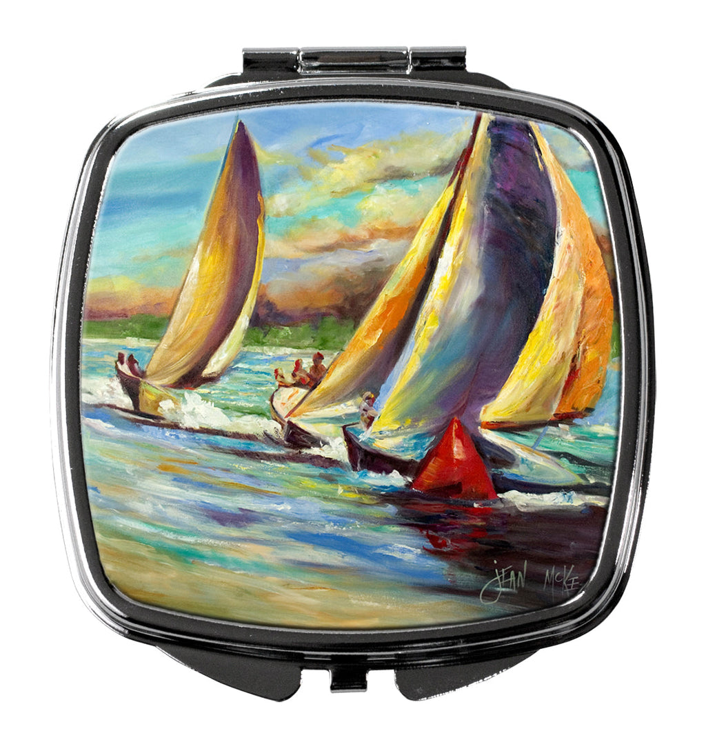 Knost Reggata Sailboats Compact Mirror Decorative Travel Makeup Mirror for Women Girls Gifts Pocket Makeup Mirror Folding Handheld