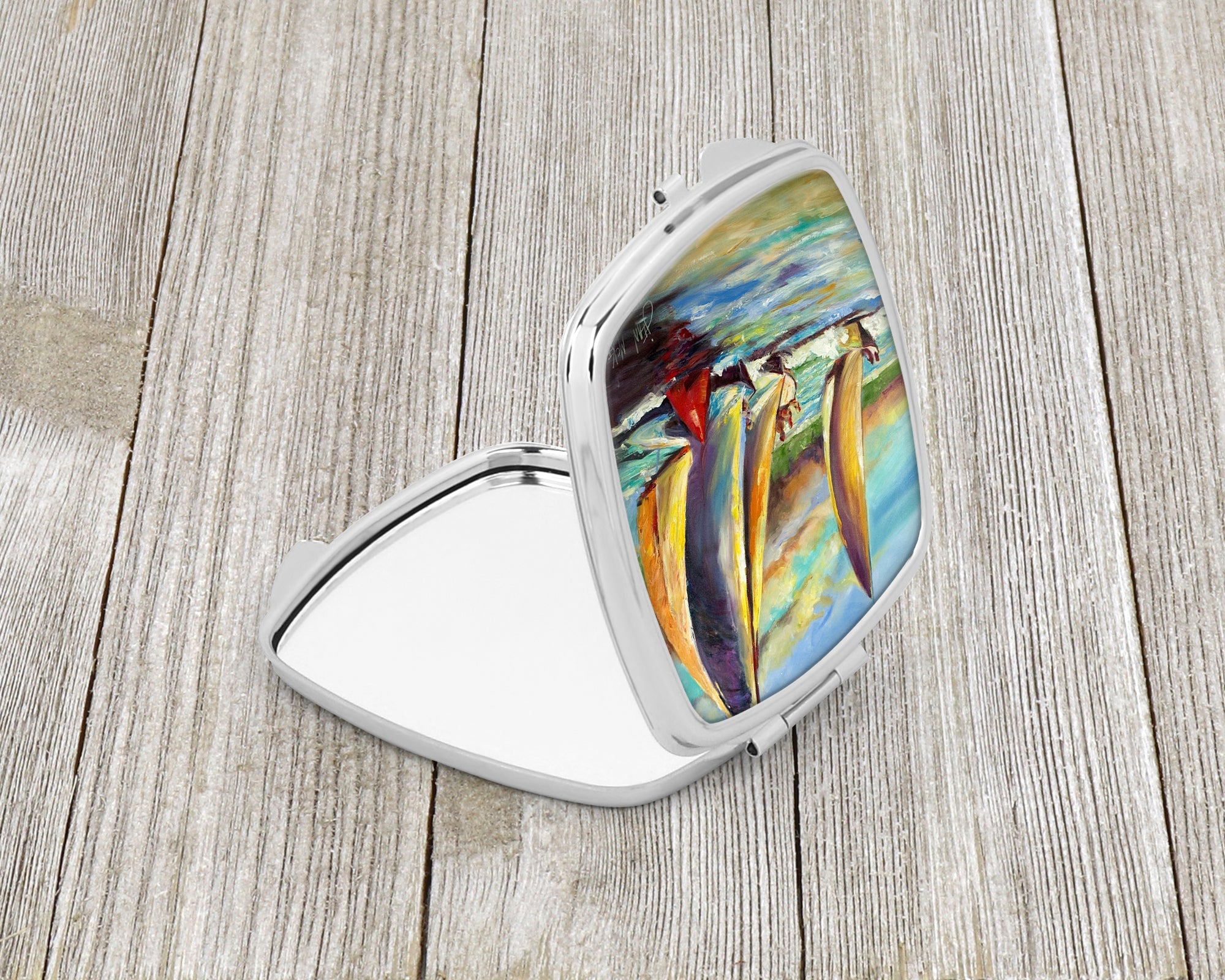 Knost Reggata Sailboats Compact Mirror Decorative Travel Makeup Mirror for Women Girls Gifts Pocket Makeup Mirror Folding Handheld