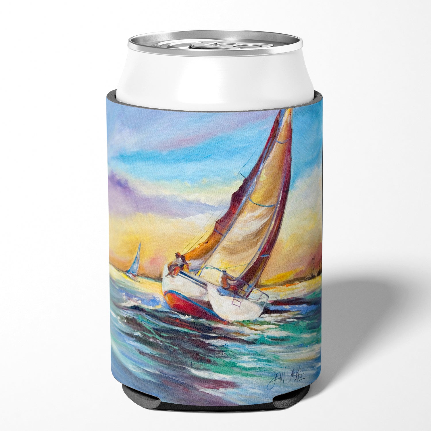 Horn Island Boat Race Sailboats Can or Bottle Hugger Cooler Sleeve for Standard 12 oz Cans, Insulated Foam Beer & Soda Can Hugger Reusable