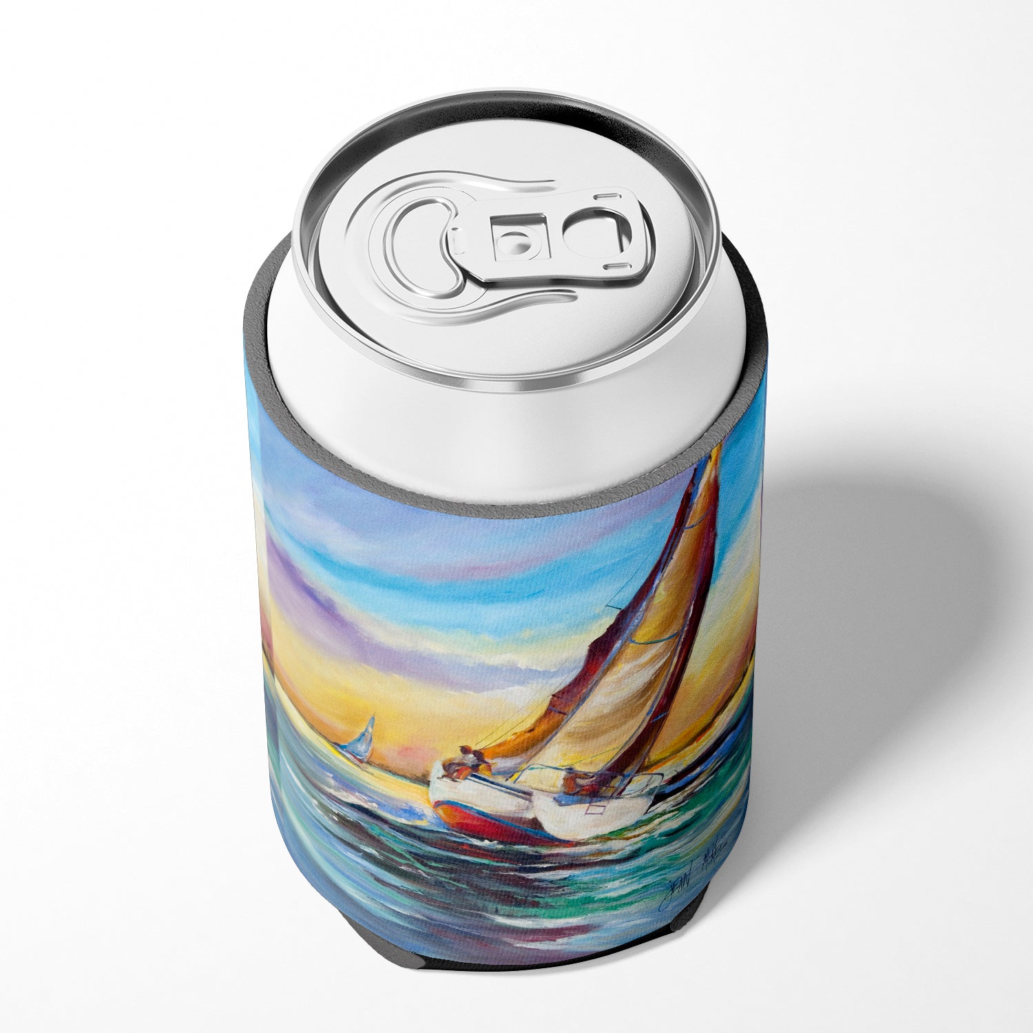 Horn Island Boat Race Sailboats Can or Bottle Hugger Cooler Sleeve for Standard 12 oz Cans, Insulated Foam Beer & Soda Can Hugger Reusable