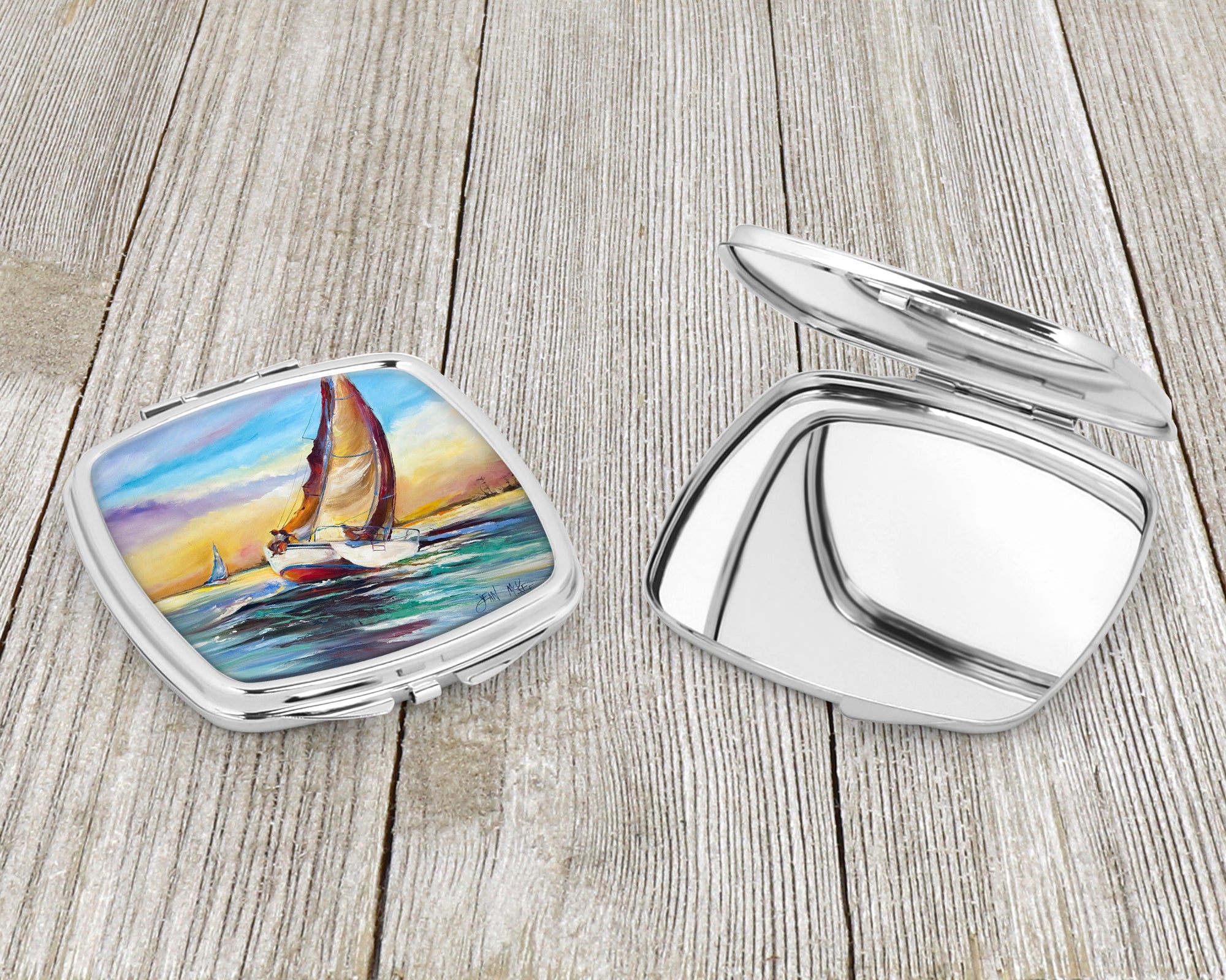 Horn Island Boat Race Sailboats Compact Mirror Decorative Travel Makeup Mirror for Women Girls Gifts Pocket Makeup Mirror Folding Handheld