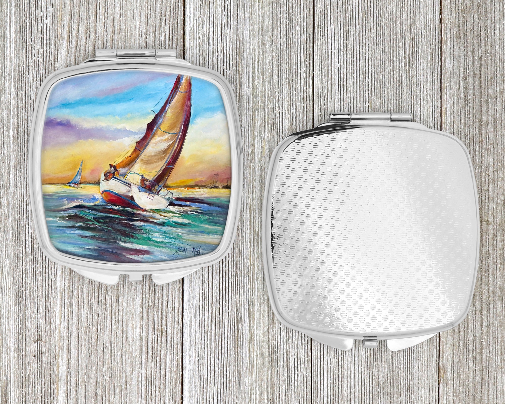 Horn Island Boat Race Sailboats Compact Mirror Decorative Travel Makeup Mirror for Women Girls Gifts Pocket Makeup Mirror Folding Handheld