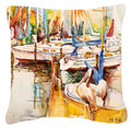 Pelicans and Sailboats Decorative Throw Pillow 18x18 Indoor Outdoor Accent Cushion, Fabric Cover with Insert for Sofa, Bed, Porch & Living Room
