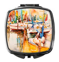Pelicans and Sailboats Compact Mirror Decorative Travel Makeup Mirror for Women Girls Gifts Pocket Makeup Mirror Folding Handheld