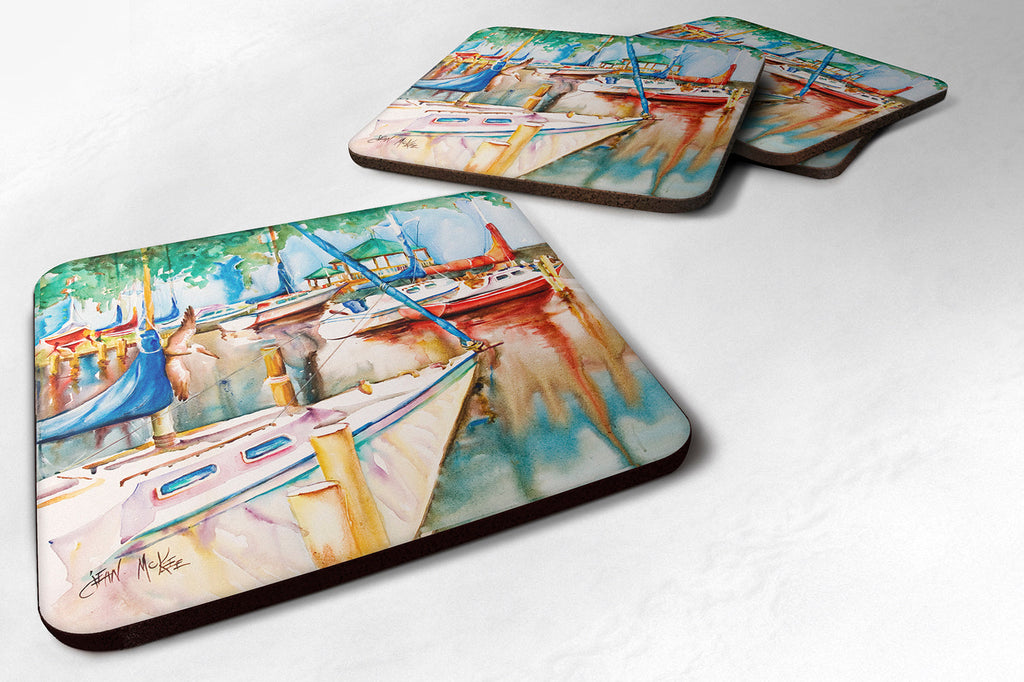 Gazebo and Sailboats Foam Coasters Set of 4 Cup Coasters for Indoor Outdoor, Tabletop Protection, Anti Slip, Mouse pad Material