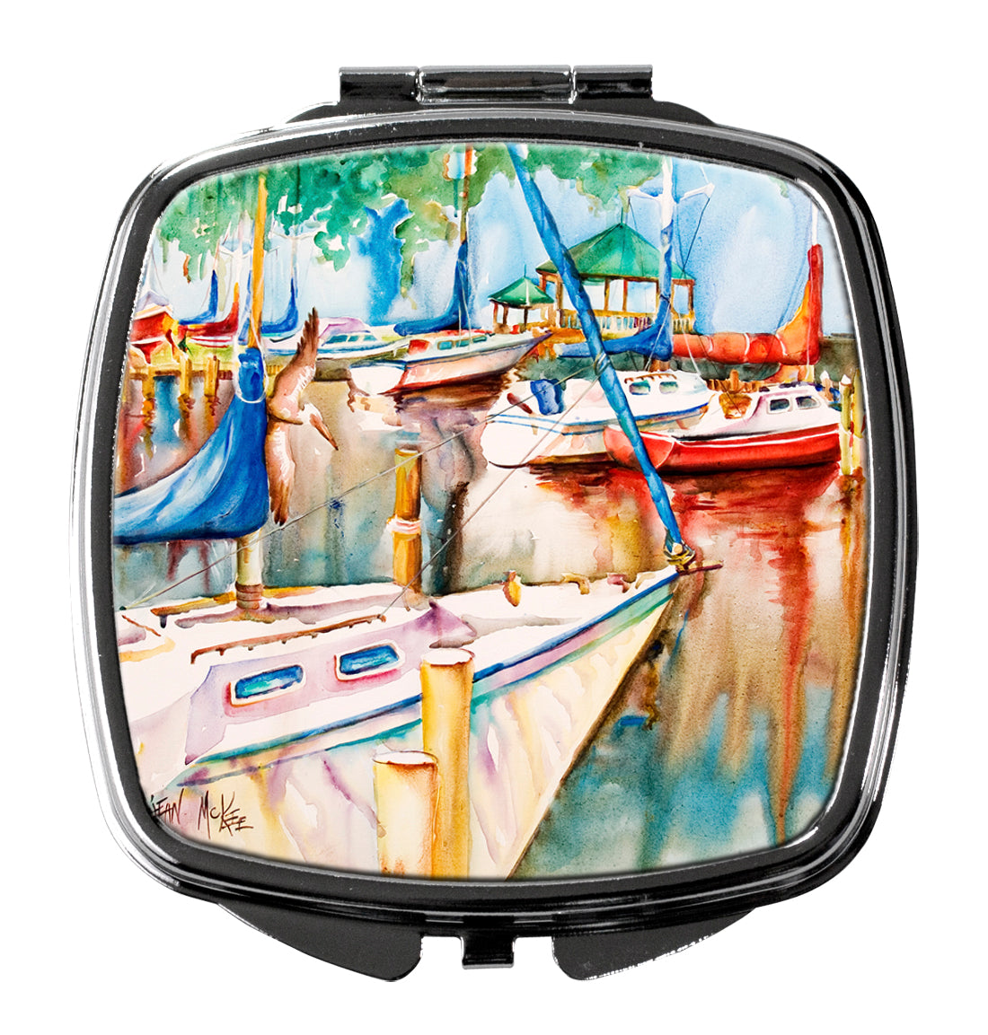 Gazebo and Sailboats Compact Mirror Decorative Travel Makeup Mirror for Women Girls Gifts Pocket Makeup Mirror Folding Handheld