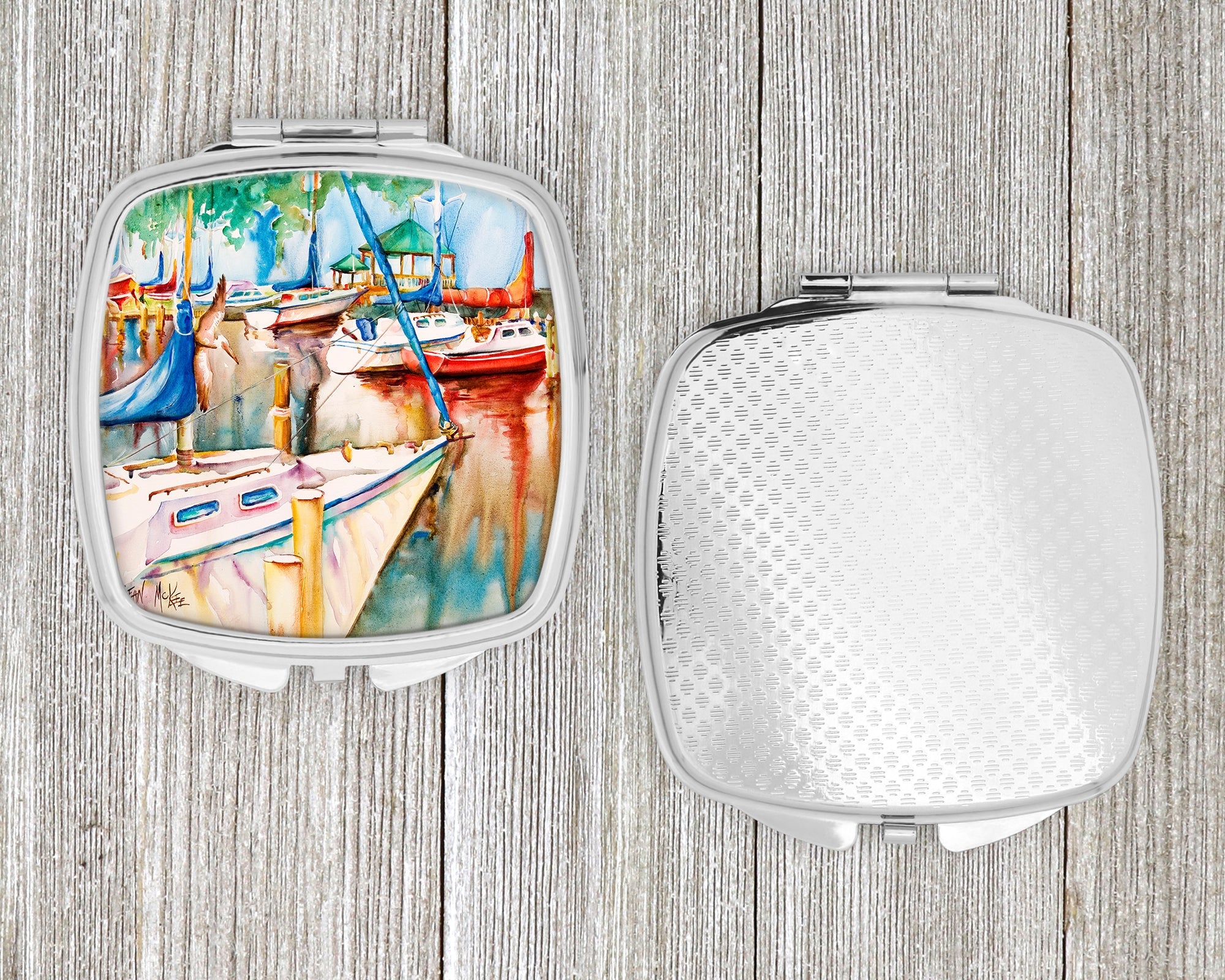 Gazebo and Sailboats Compact Mirror Decorative Travel Makeup Mirror for Women Girls Gifts Pocket Makeup Mirror Folding Handheld