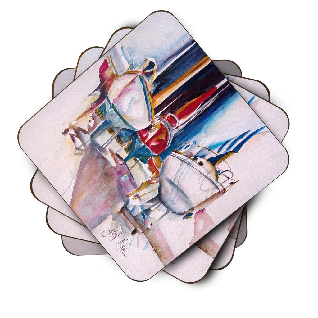 Dry Dock Sailboats Foam Coasters Set of 4 Cup Coasters for Indoor Outdoor, Tabletop Protection, Anti Slip, Mouse pad Material