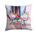 Dry Dock Sailboats Decorative Throw Pillow 14x14 Indoor Outdoor Accent Cushion, Fabric Cover with Insert for Sofa, Bed, Porch & Living Room