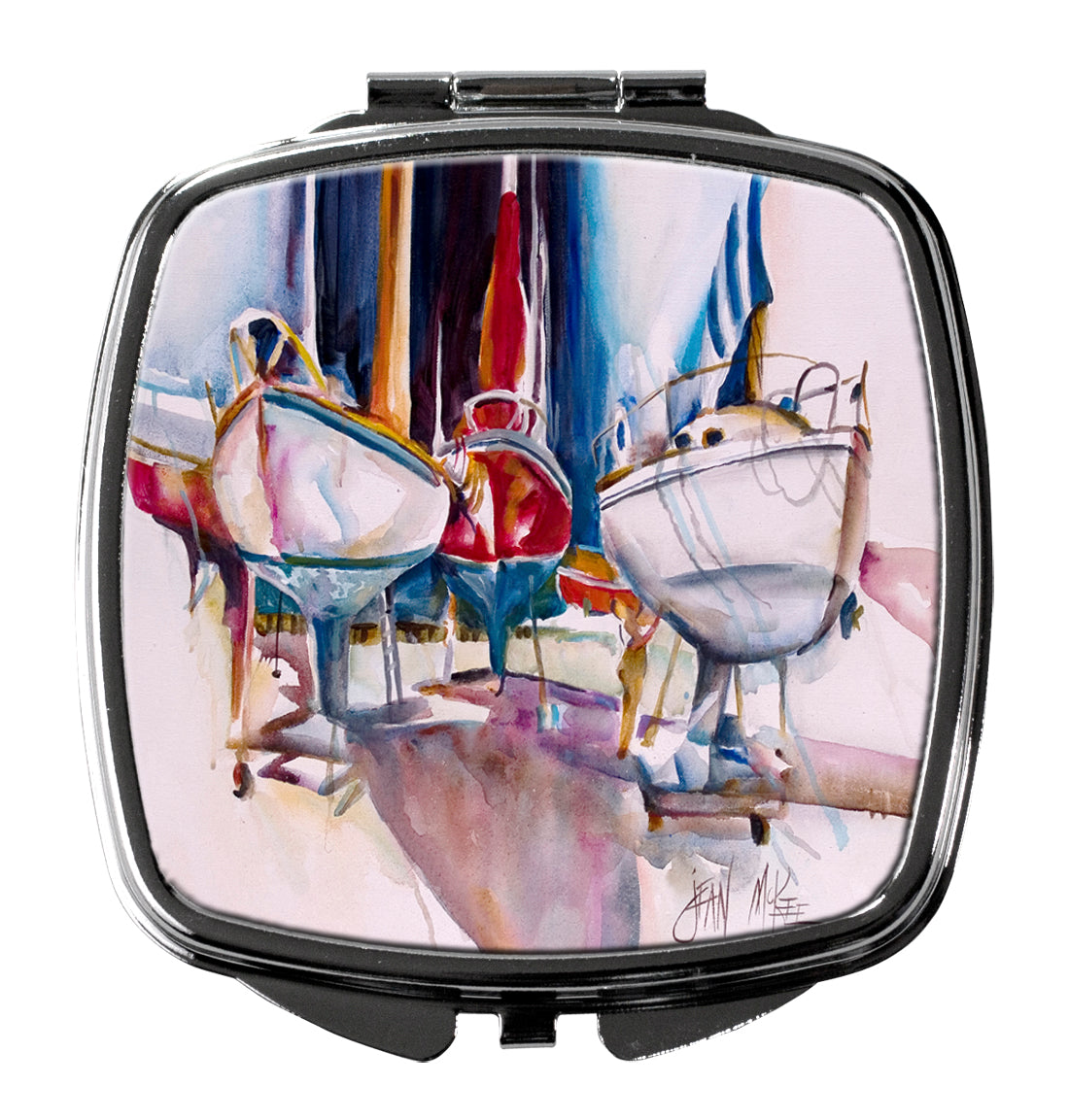 Dry Dock Sailboats Compact Mirror Decorative Travel Makeup Mirror for Women Girls Gifts Pocket Makeup Mirror Folding Handheld