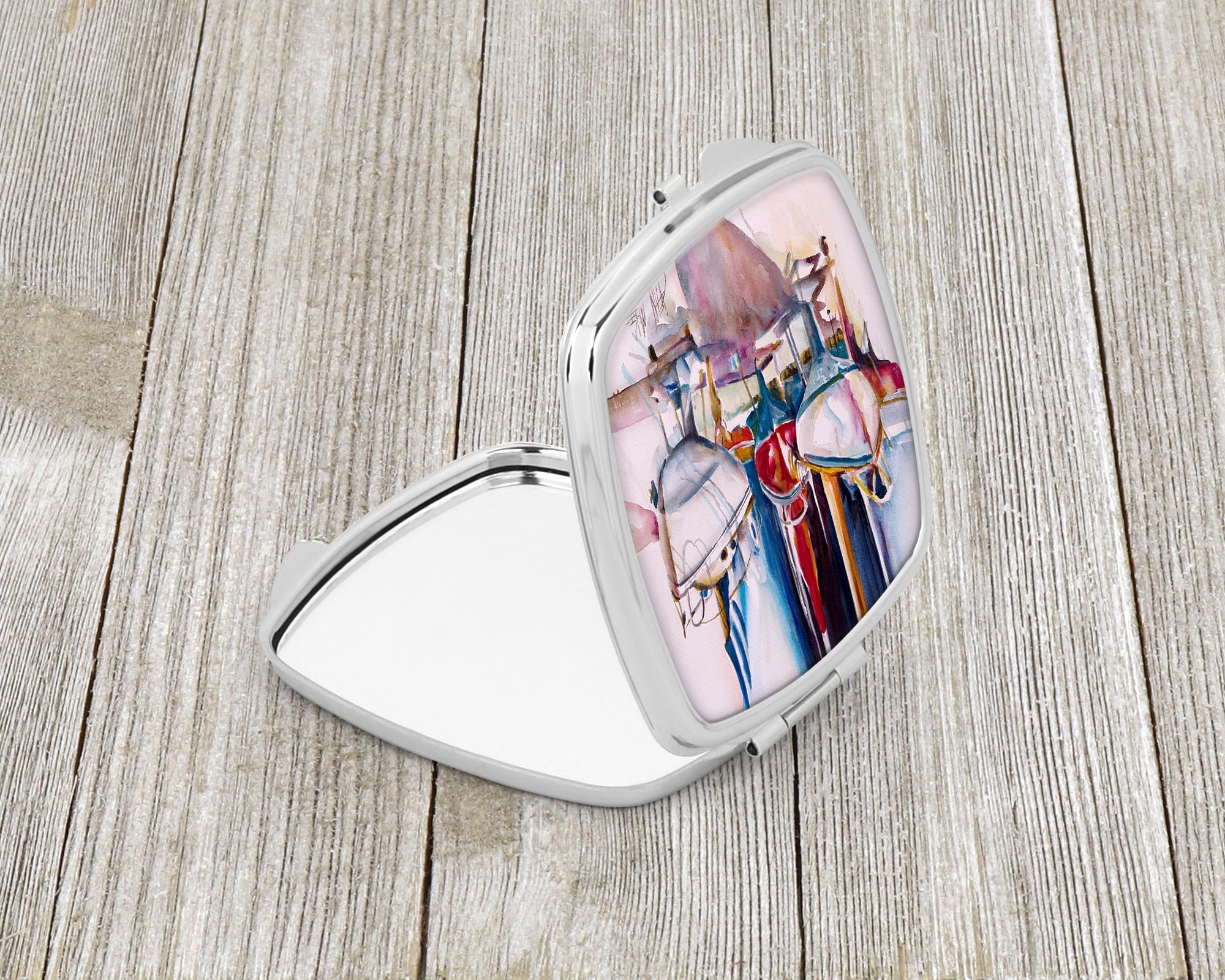 Dry Dock Sailboats Compact Mirror Decorative Travel Makeup Mirror for Women Girls Gifts Pocket Makeup Mirror Folding Handheld