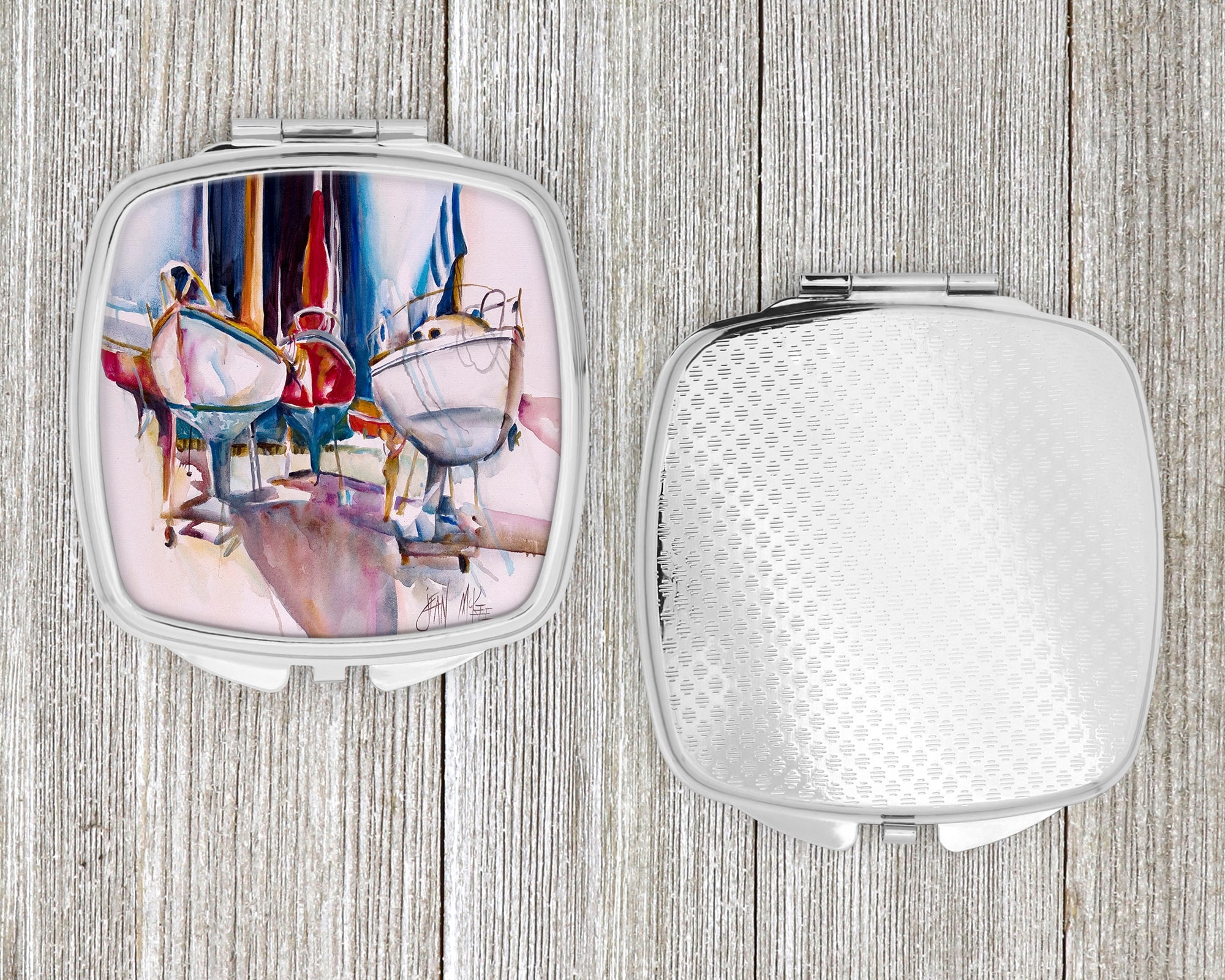 Dry Dock Sailboats Compact Mirror Decorative Travel Makeup Mirror for Women Girls Gifts Pocket Makeup Mirror Folding Handheld