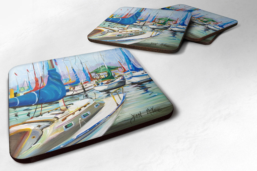 Day break Sailboats Foam Coasters Set of 4 Cup Coasters for Indoor Outdoor, Tabletop Protection, Anti Slip, Mouse pad Material