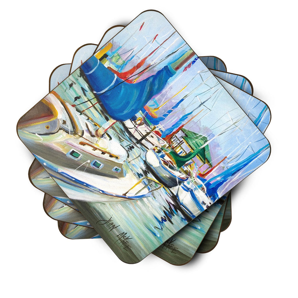Day break Sailboats Foam Coasters Set of 4 Cup Coasters for Indoor Outdoor, Tabletop Protection, Anti Slip, Mouse pad Material