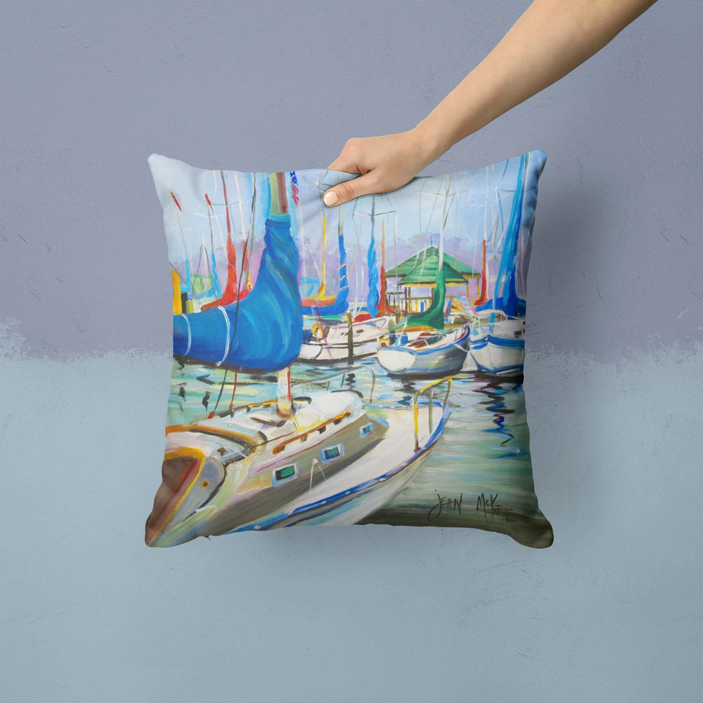 Day break Sailboats Decorative Throw Pillow 14x14 Indoor Outdoor Accent Cushion, Fabric Cover with Insert for Sofa, Bed, Porch & Living Room