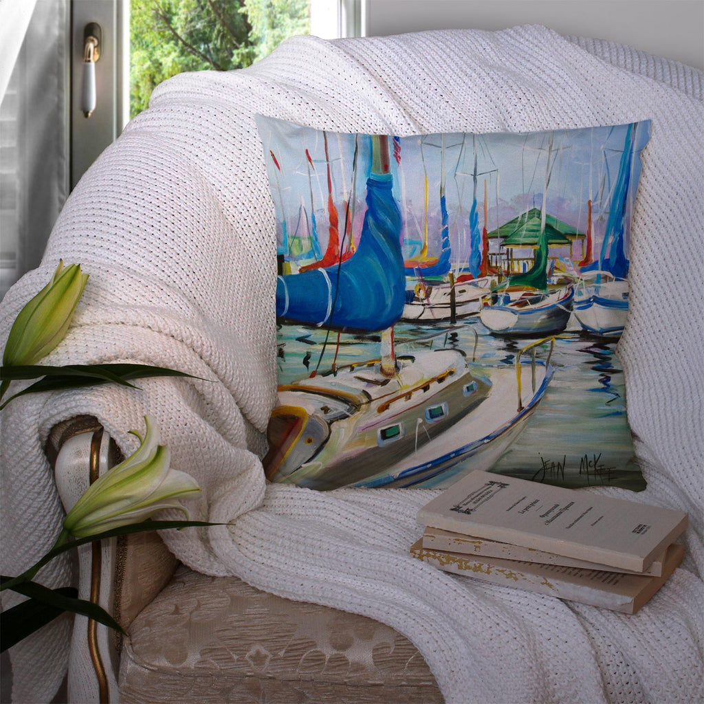 Day break Sailboats Decorative Throw Pillow 14x14 Indoor Outdoor Accent Cushion, Fabric Cover with Insert for Sofa, Bed, Porch & Living Room