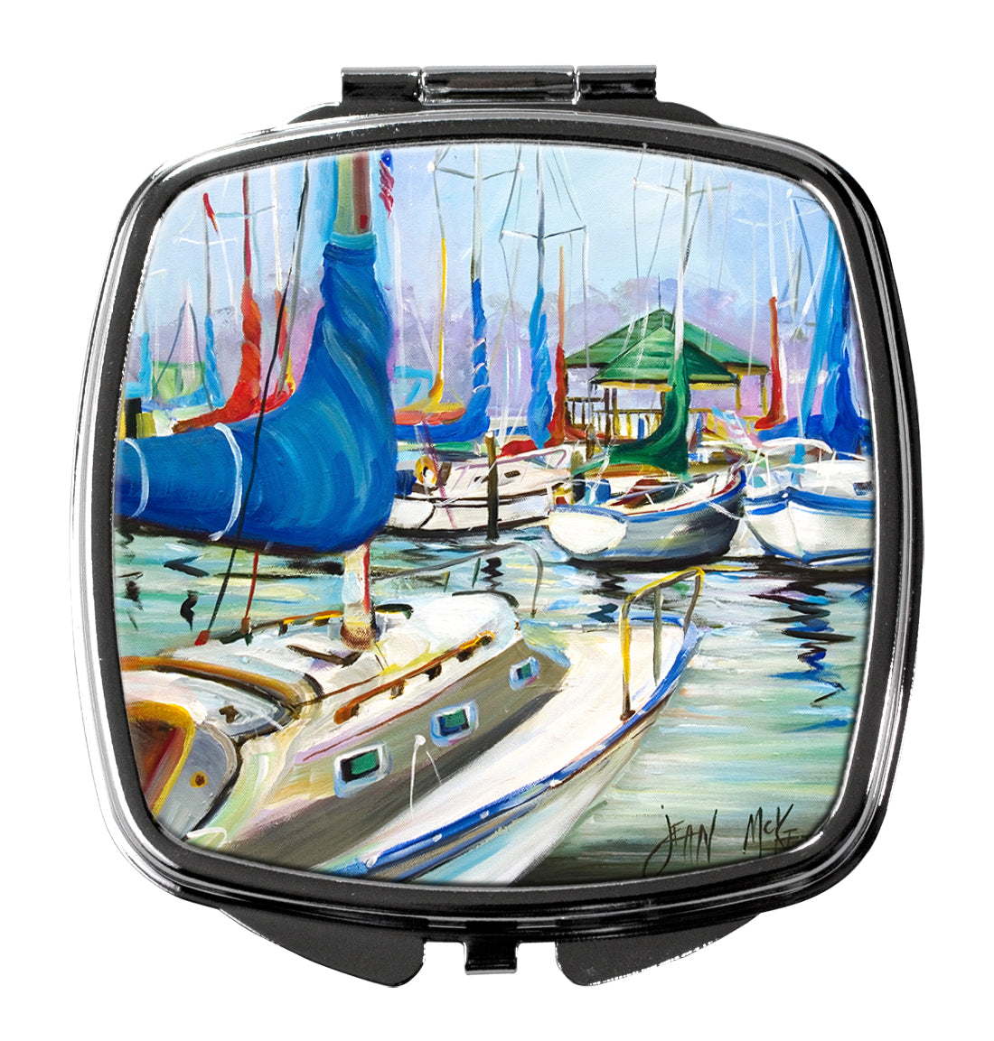 Day break Sailboats Compact Mirror Decorative Travel Makeup Mirror for Women Girls Gifts Pocket Makeup Mirror Folding Handheld