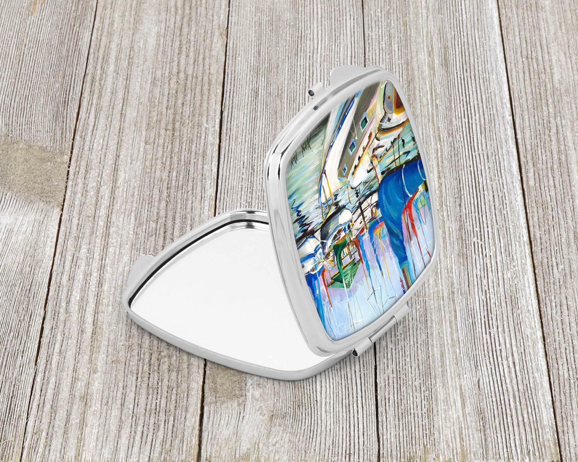 Day break Sailboats Compact Mirror Decorative Travel Makeup Mirror for Women Girls Gifts Pocket Makeup Mirror Folding Handheld