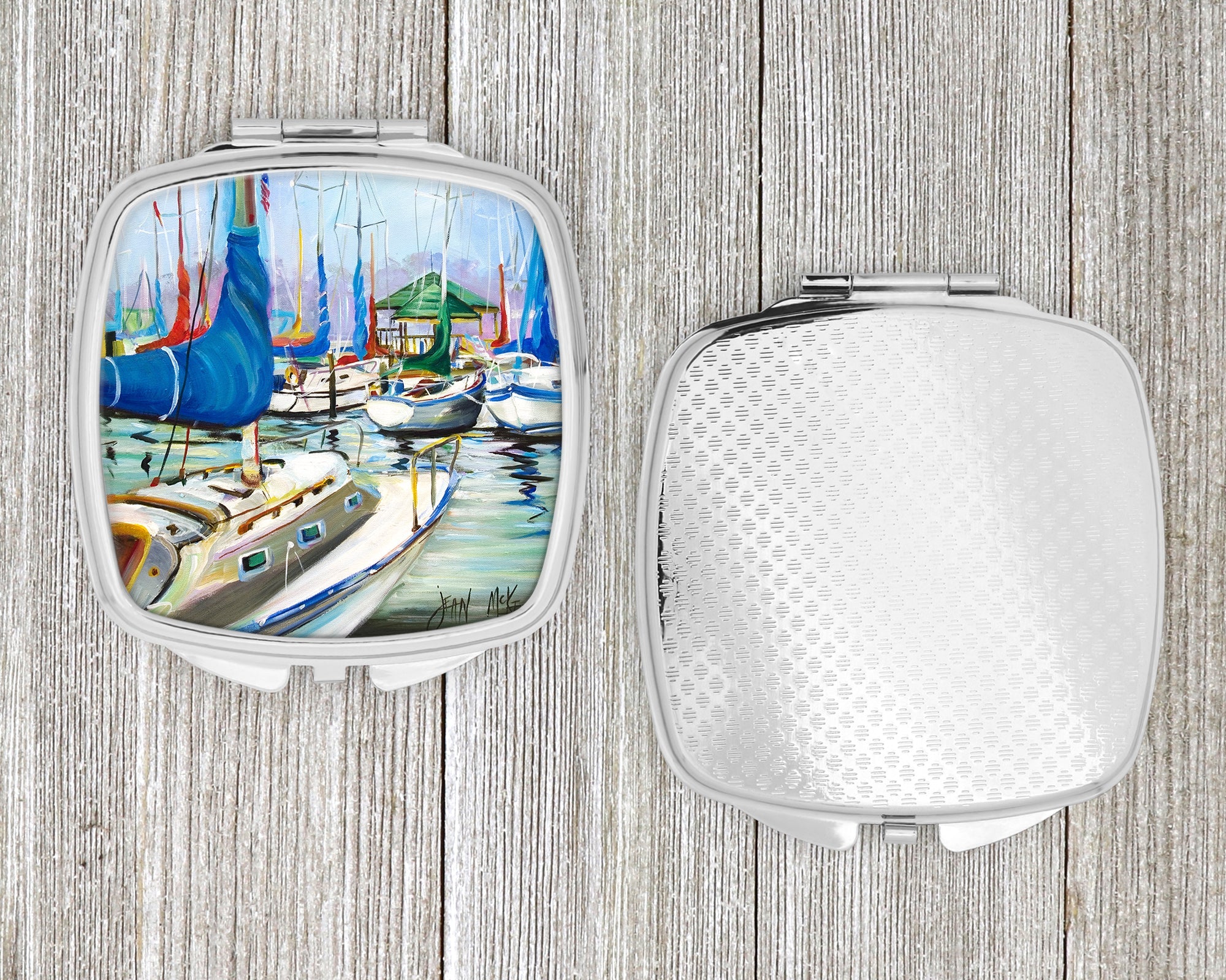 Day break Sailboats Compact Mirror Decorative Travel Makeup Mirror for Women Girls Gifts Pocket Makeup Mirror Folding Handheld