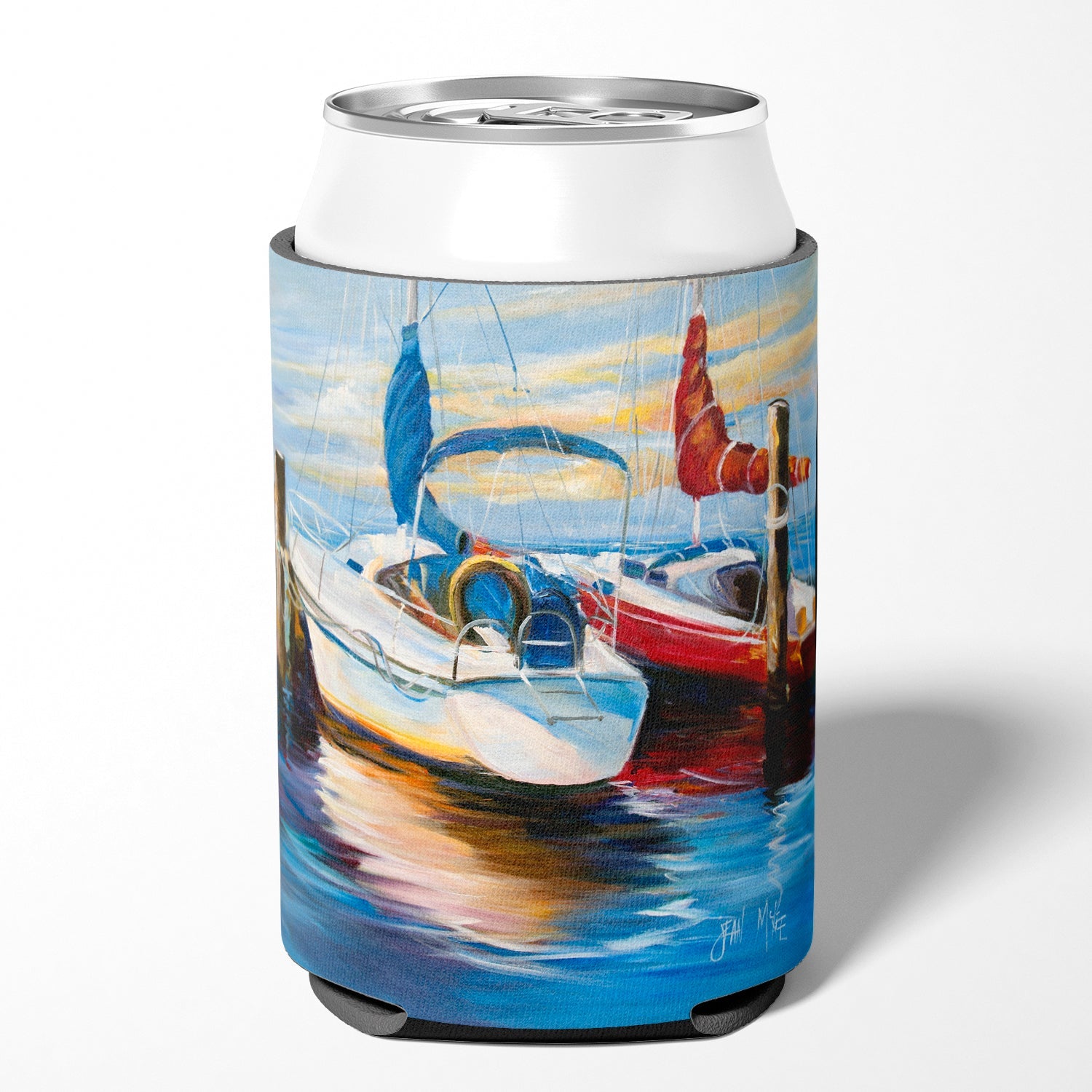 Symmetry Sailboats Can or Bottle Hugger Cooler Sleeve for Standard 12 oz Cans, Insulated Foam Beer & Soda Can Hugger Reusable