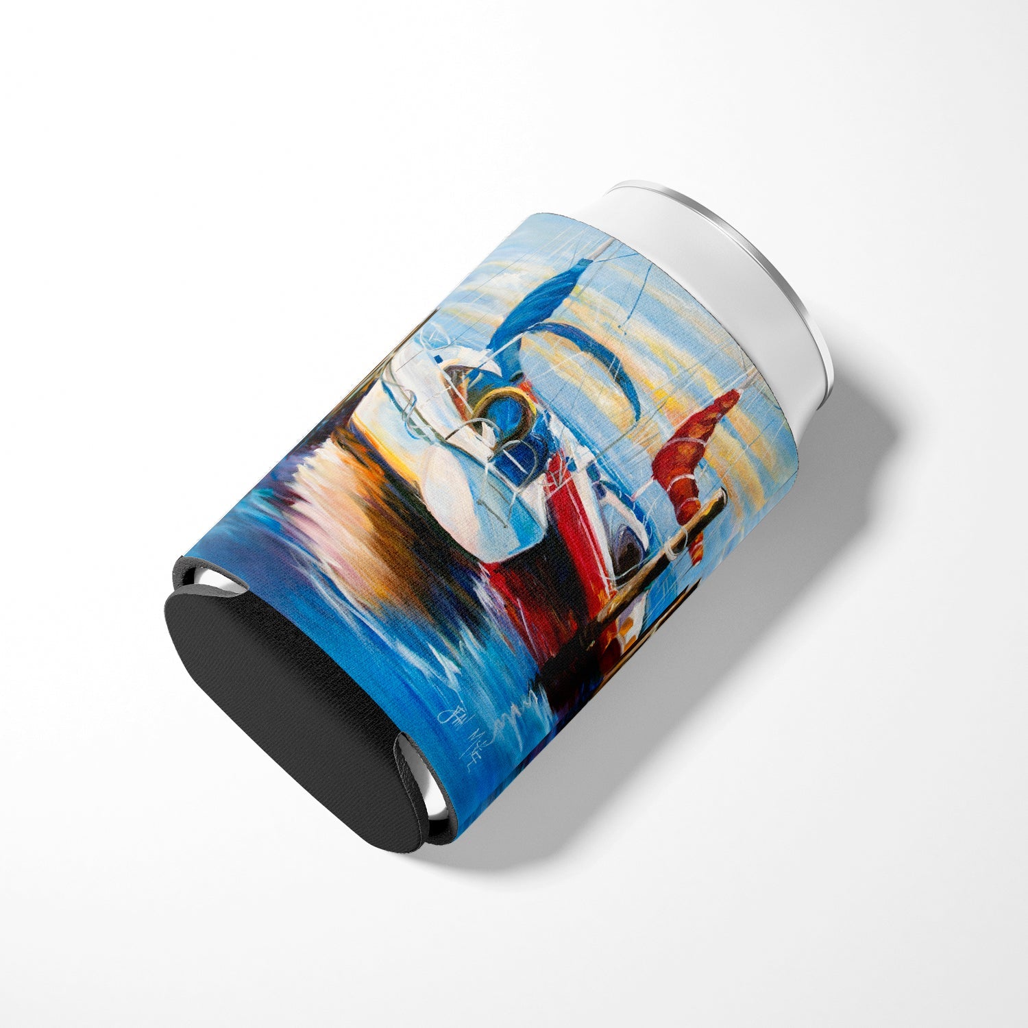 Symmetry Sailboats Can or Bottle Hugger Cooler Sleeve for Standard 12 oz Cans, Insulated Foam Beer & Soda Can Hugger Reusable
