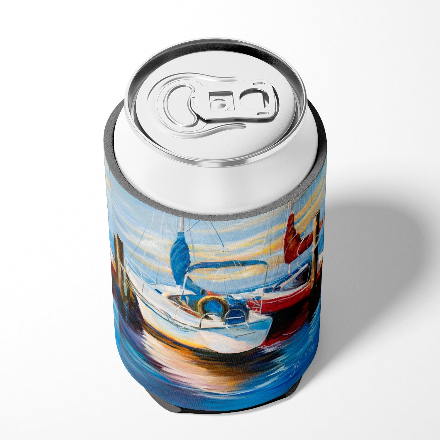 Symmetry Sailboats Can or Bottle Hugger Cooler Sleeve for Standard 12 oz Cans, Insulated Foam Beer & Soda Can Hugger Reusable