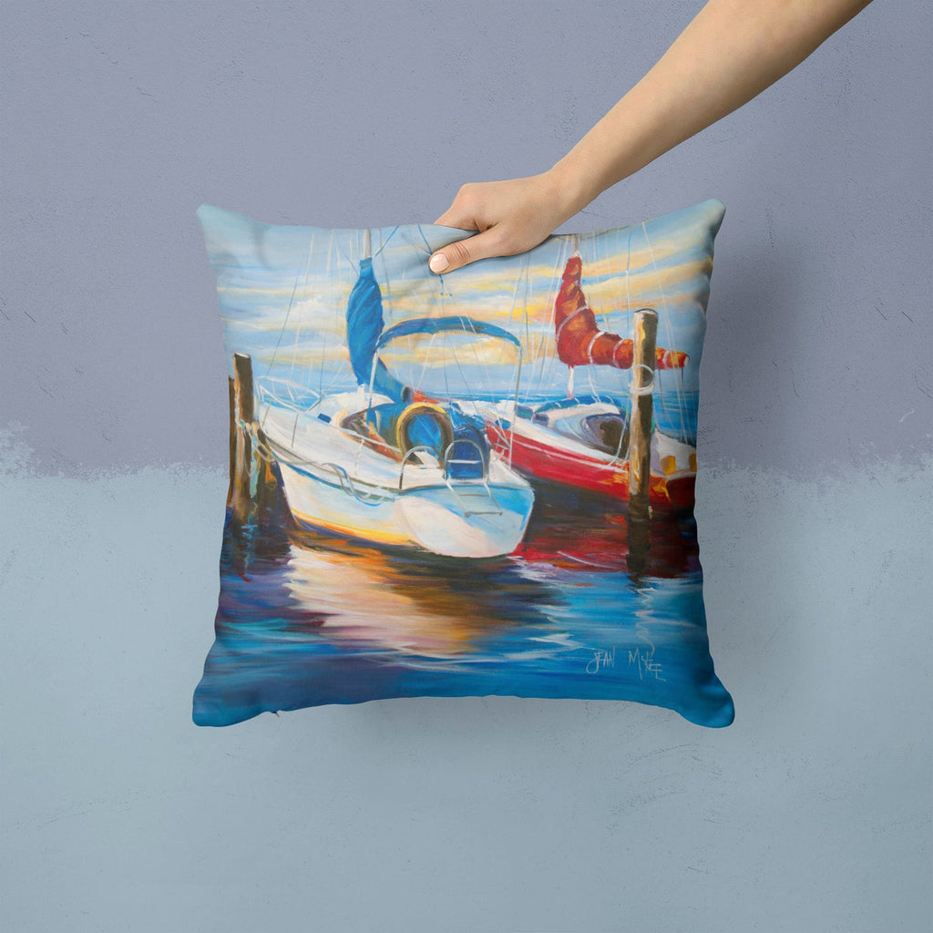 Symmetry Sailboats Decorative Throw Pillow 14x14 Indoor Outdoor Accent Cushion, Fabric Cover with Insert for Sofa, Bed, Porch & Living Room