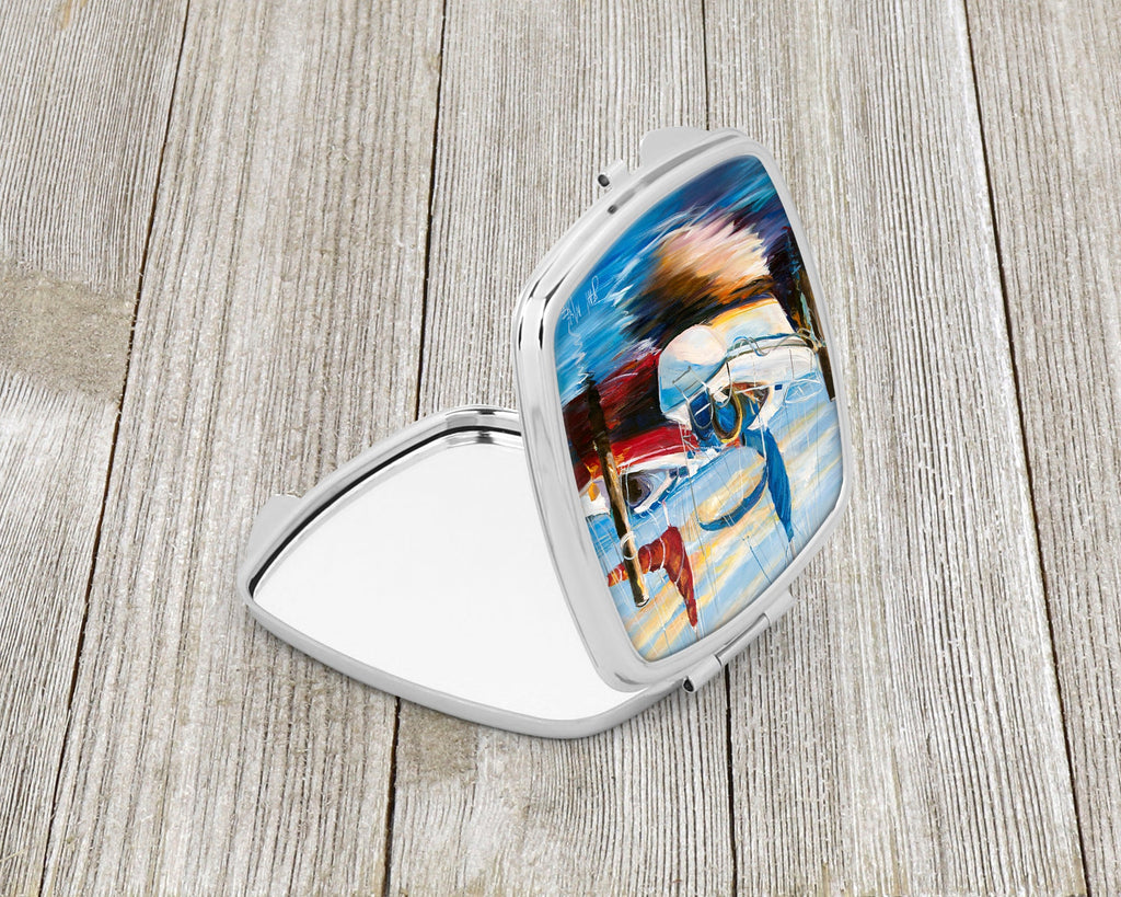 Symmetry Sailboats Compact Mirror Decorative Travel Makeup Mirror for Women Girls Gifts Pocket Makeup Mirror Folding Handheld