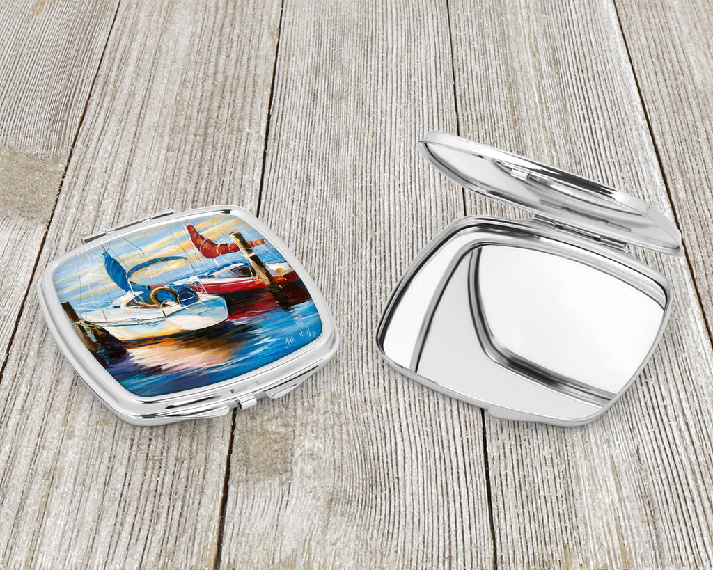 Symmetry Sailboats Compact Mirror Decorative Travel Makeup Mirror for Women Girls Gifts Pocket Makeup Mirror Folding Handheld