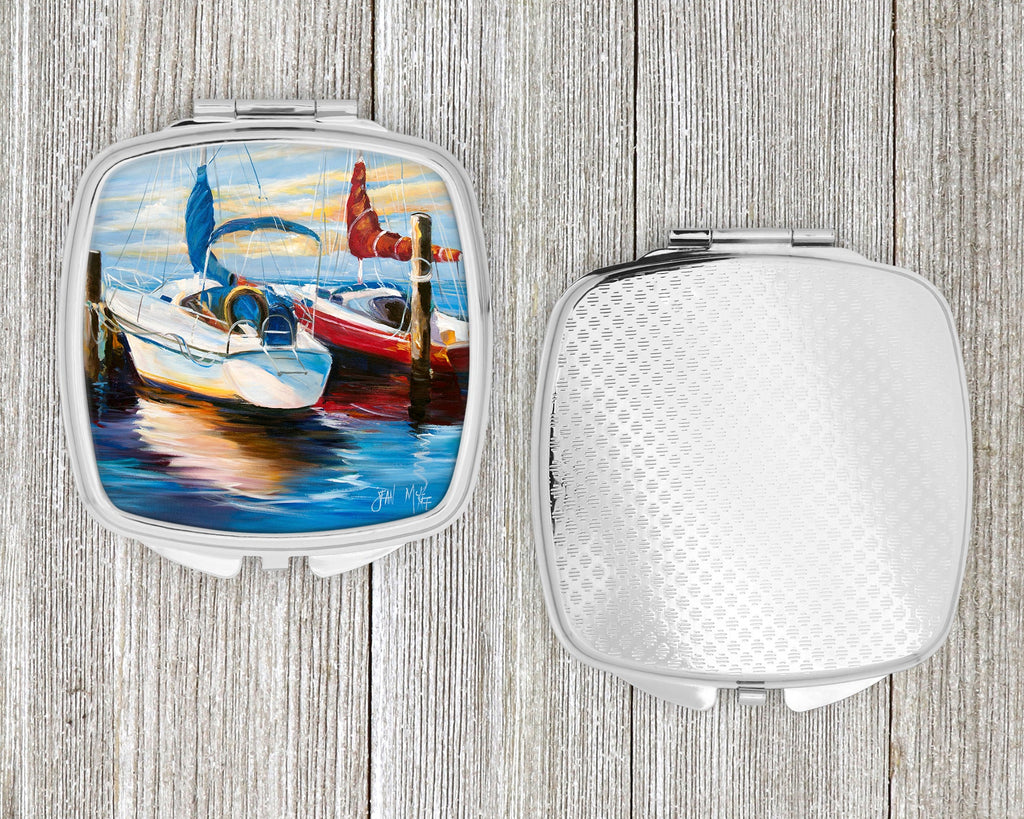 Symmetry Sailboats Compact Mirror Decorative Travel Makeup Mirror for Women Girls Gifts Pocket Makeup Mirror Folding Handheld
