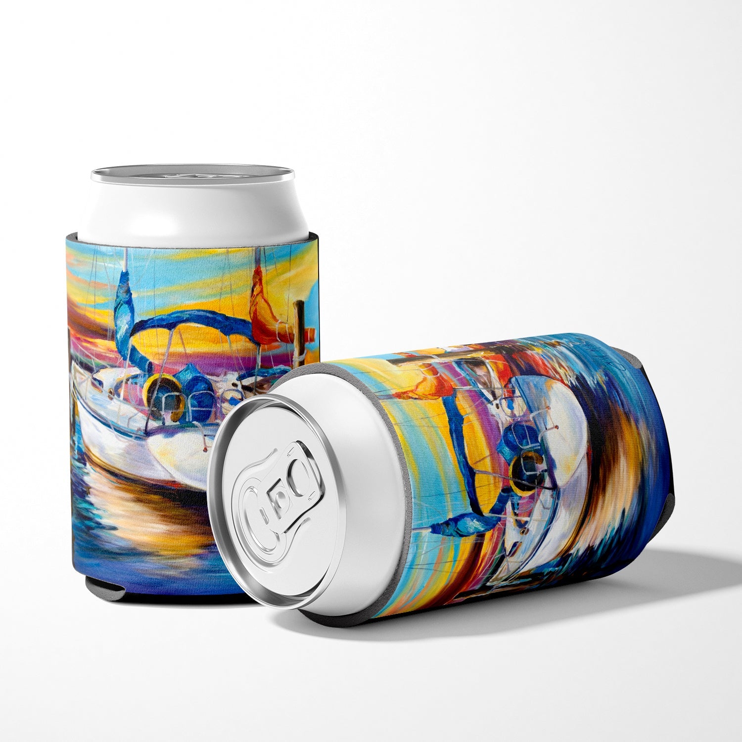 Symmetry again Sailboats Can or Bottle Hugger Cooler Sleeve for Standard 12 oz Cans, Insulated Foam Beer & Soda Can Hugger Reusable