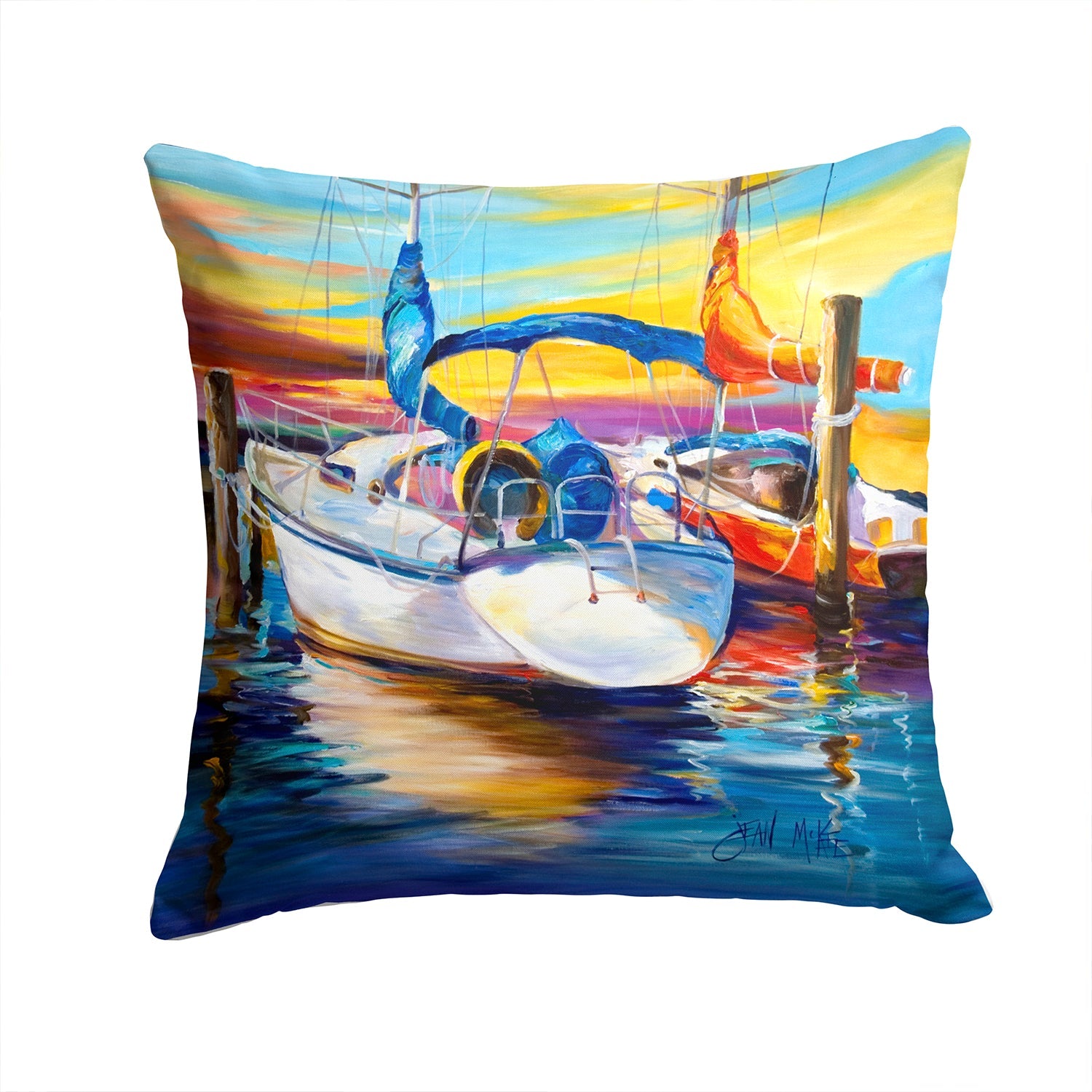Symmetry again Sailboats Decorative Throw Pillow 14x14 Indoor Outdoor Accent Cushion, Fabric Cover with Insert for Sofa, Bed, Porch & Living Room