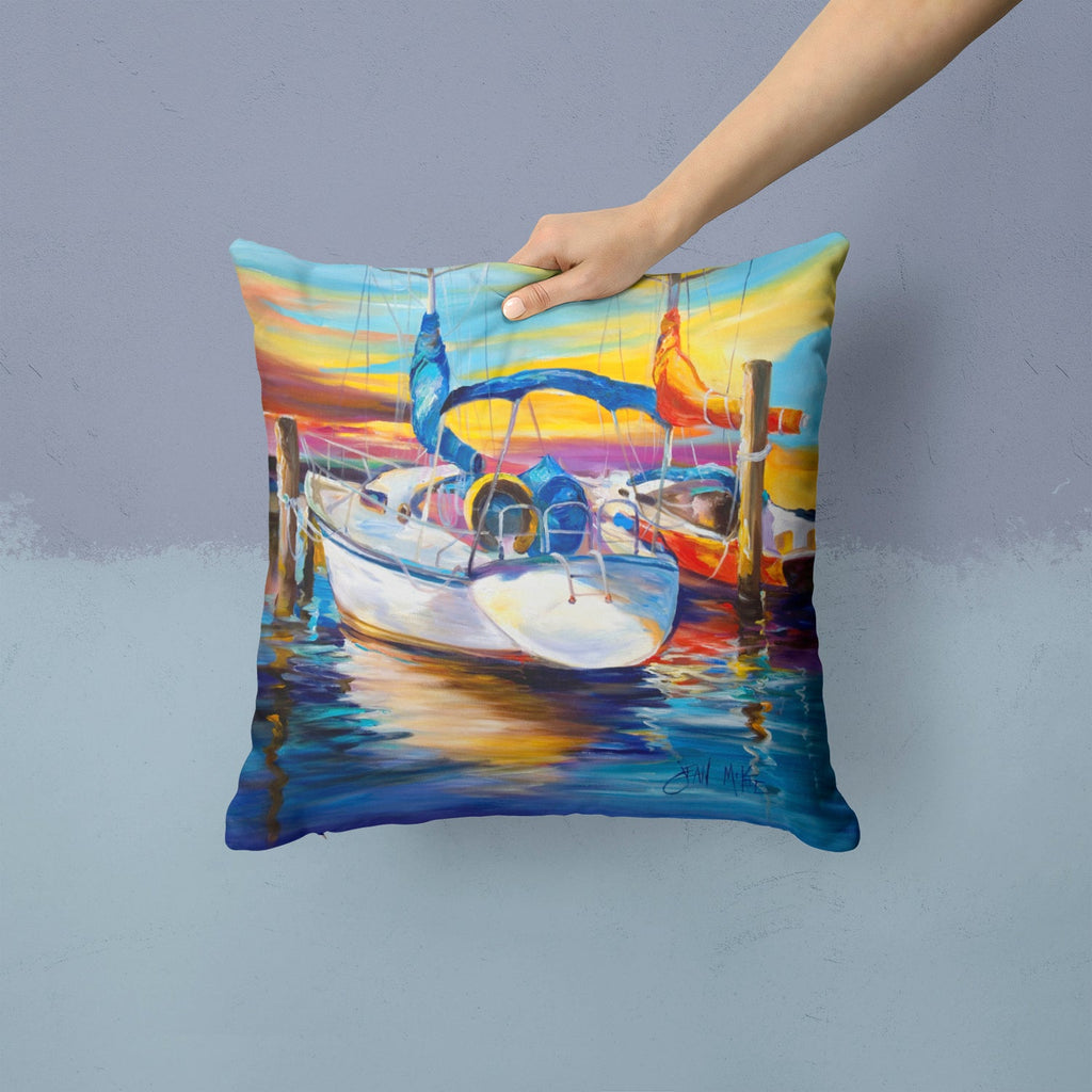 Symmetry again Sailboats Decorative Throw Pillow 14x14 Indoor Outdoor Accent Cushion, Fabric Cover with Insert for Sofa, Bed, Porch & Living Room