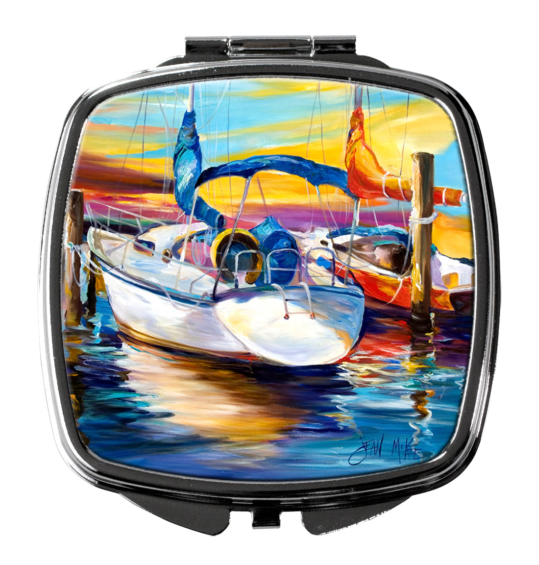 Symmetry again Sailboats Compact Mirror Decorative Travel Makeup Mirror for Women Girls Gifts Pocket Makeup Mirror Folding Handheld