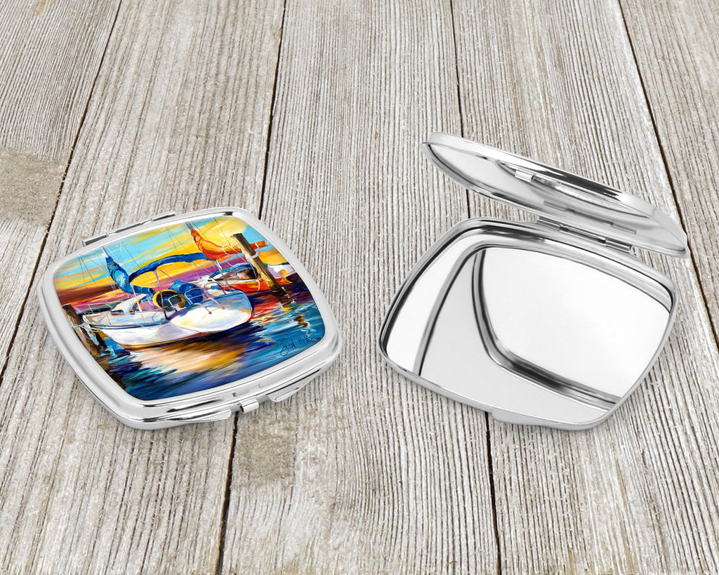Symmetry again Sailboats Compact Mirror Decorative Travel Makeup Mirror for Women Girls Gifts Pocket Makeup Mirror Folding Handheld
