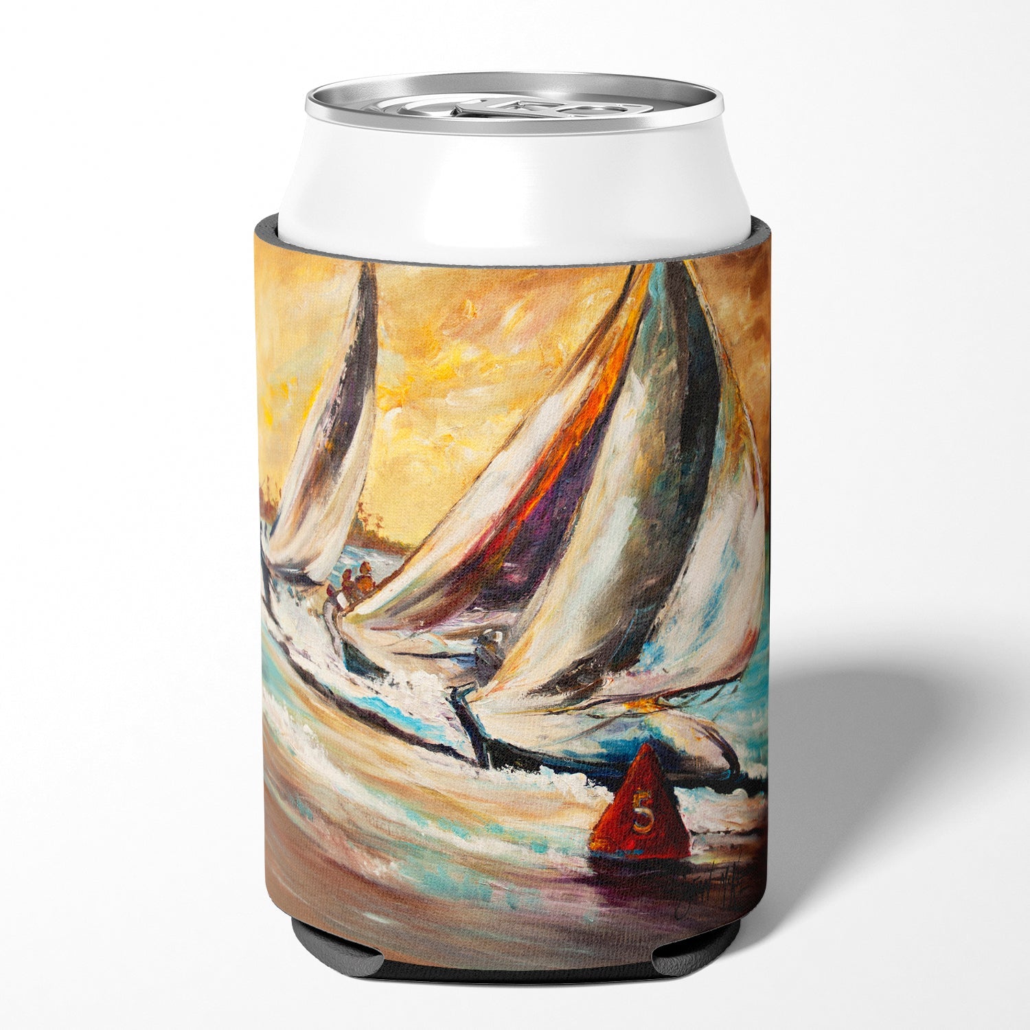 Boat Race Sailboats Can or Bottle Hugger Cooler Sleeve for Standard 12 oz Cans, Insulated Foam Beer & Soda Can Hugger Reusable