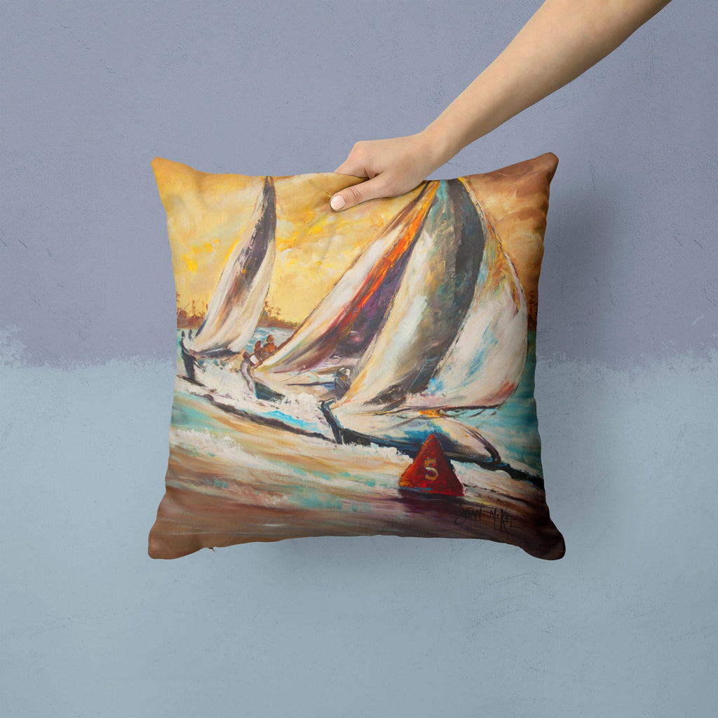Boat Race Sailboats Decorative Throw Pillow 14x14 Indoor Outdoor Accent Cushion, Fabric Cover with Insert for Sofa, Bed, Porch & Living Room