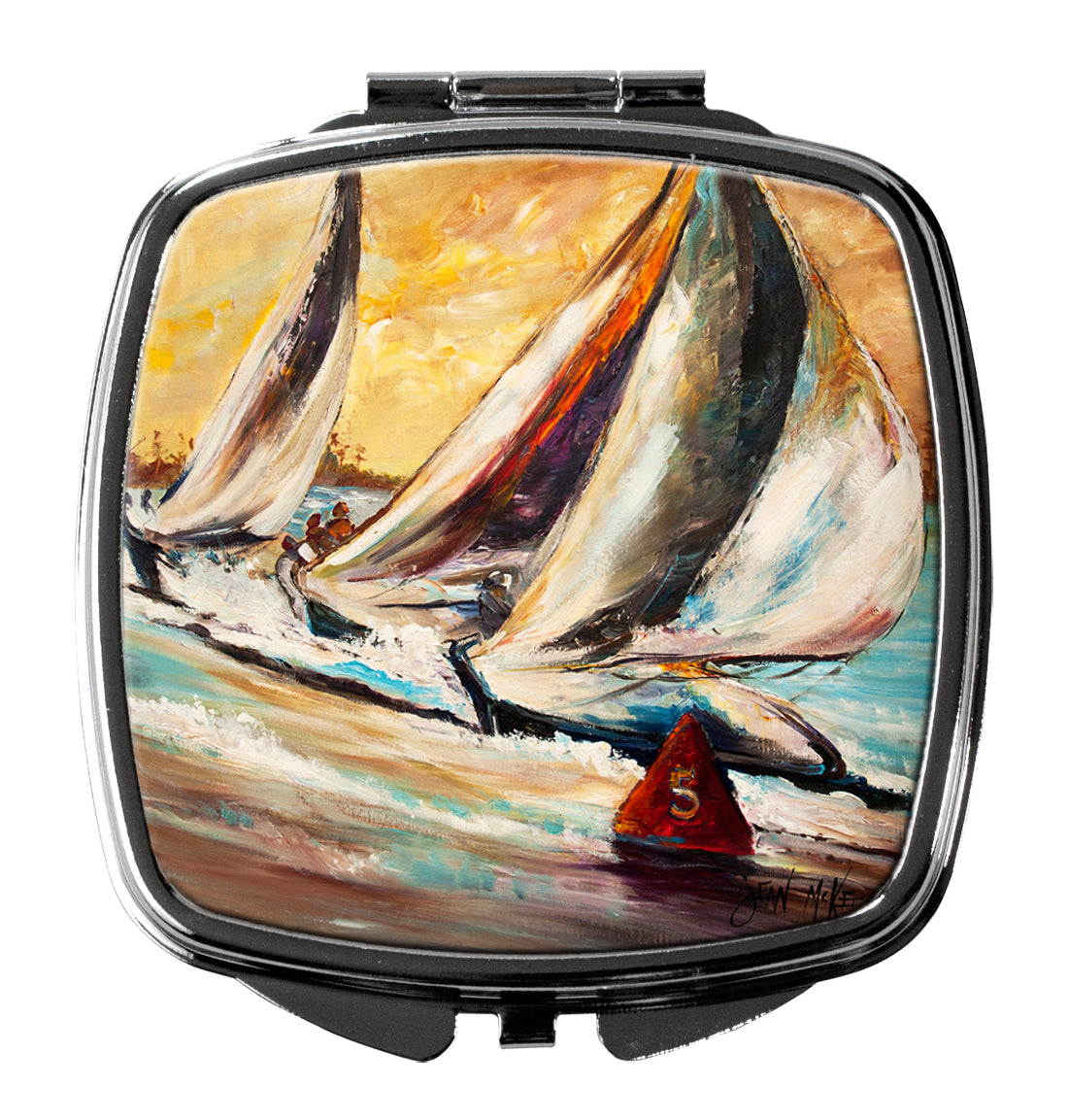 Boat Race Sailboats Compact Mirror Decorative Travel Makeup Mirror for Women Girls Gifts Pocket Makeup Mirror Folding Handheld