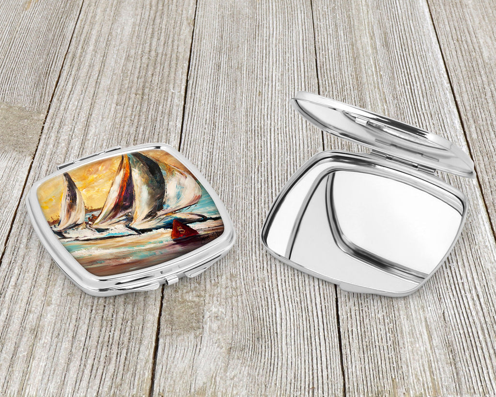 Boat Race Sailboats Compact Mirror Decorative Travel Makeup Mirror for Women Girls Gifts Pocket Makeup Mirror Folding Handheld