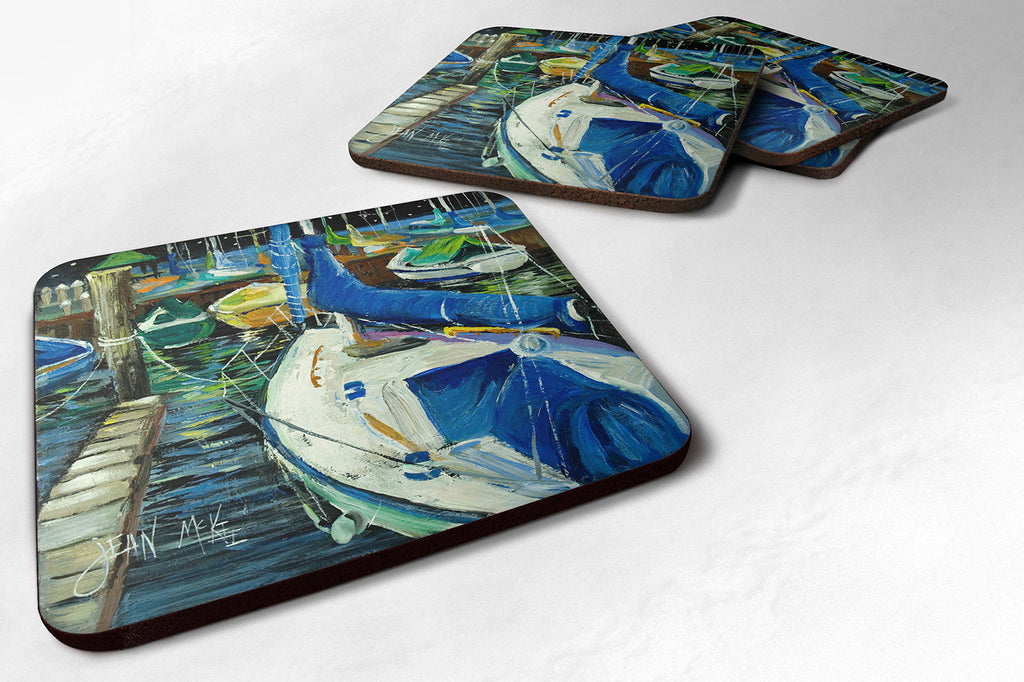 Sailboats Foam Coasters Set of 4 Cup Coasters for Indoor Outdoor, Tabletop Protection, Anti Slip, Mouse pad Material
